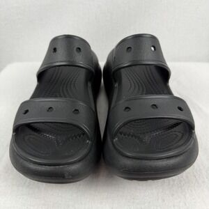 Crocs Classic Crush Sandal Platform Two Strap Black Sz W/7, M/5 Comfort Cyber